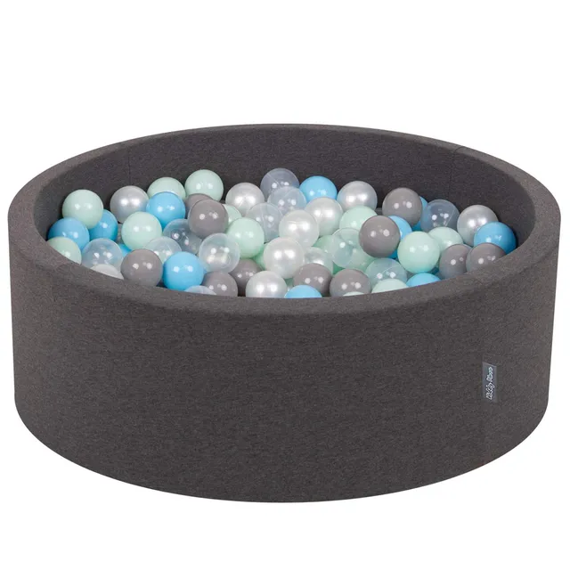 kiddymoon-b-llebad-90x30-cm-mit-200-b-llen-7-cm-rund-dunkelgrau-perle-grau-trans image 1