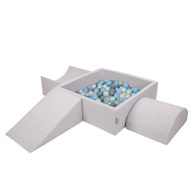 kiddymoon-spielplatz-aus-schaumstoff-mit-quadrat-b-llebad-inkl-300-b-lle-hellgra image 1