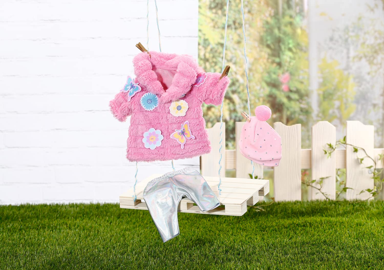 baby-born-mantel-set-pink-f-r-43-cm-puppen-mit-leggings-und-m-tze image 5