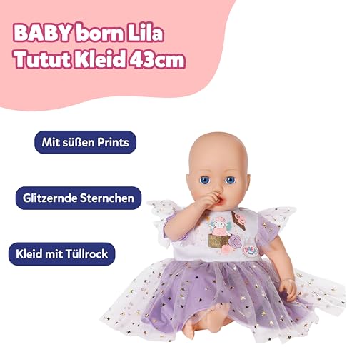 baby-born-lila-tutu-kleid-puppenkleid-mit-t-ll-und-sternen-f-r-43-cm-puppen image 8