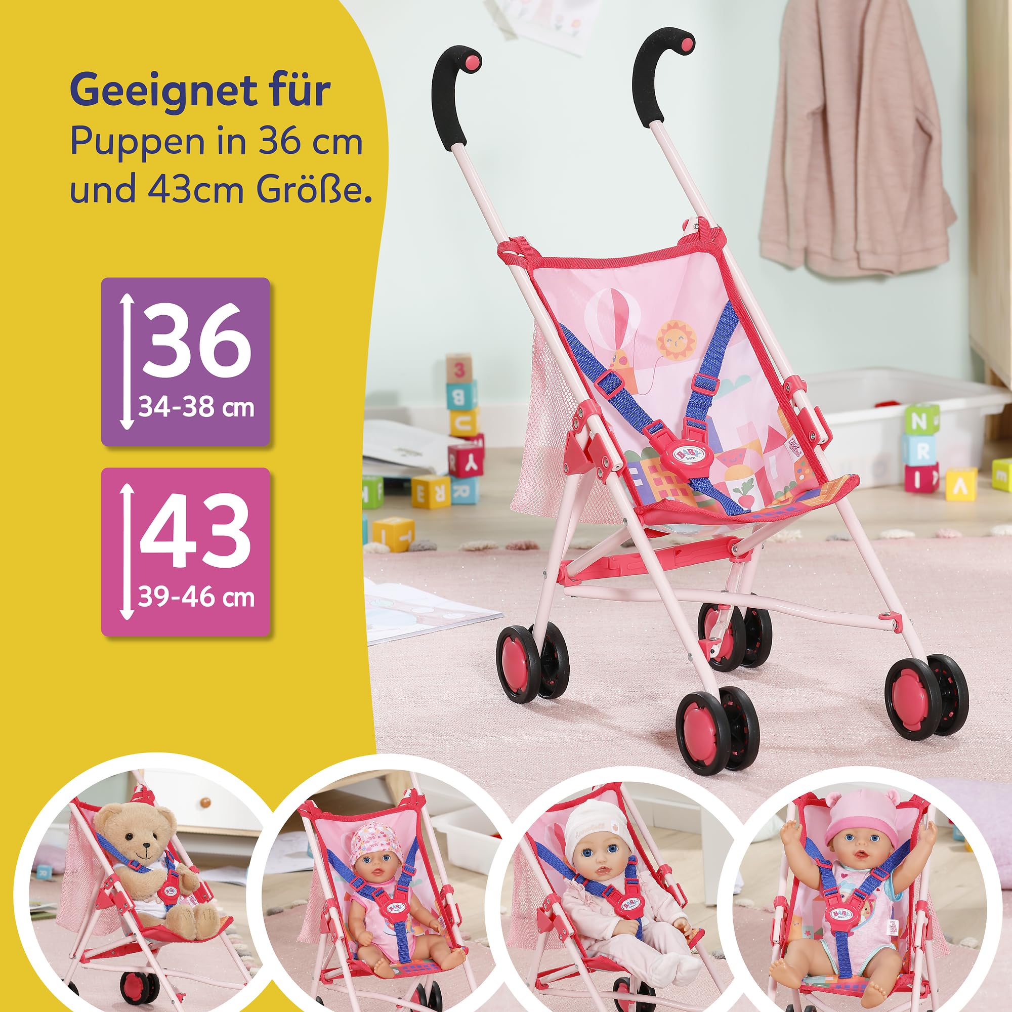 baby-born-puppenwagen-mit-tasche-in-pink-f-r-36-cm-und-43-cm-puppen image 7