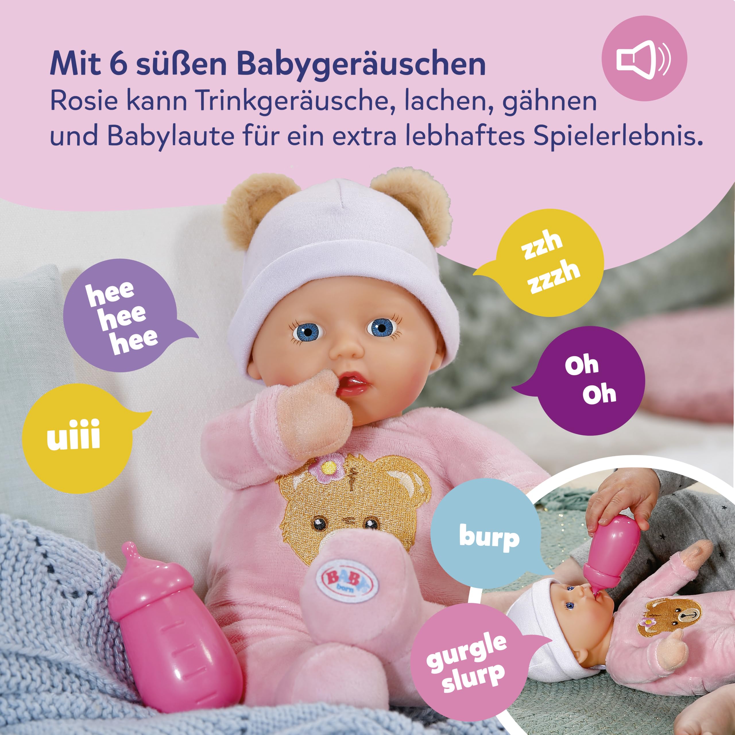 baby-born-interactive-rosie-30-cm-babypuppe-mit-6-soundfunktionen-inkl-fl-schche image 3