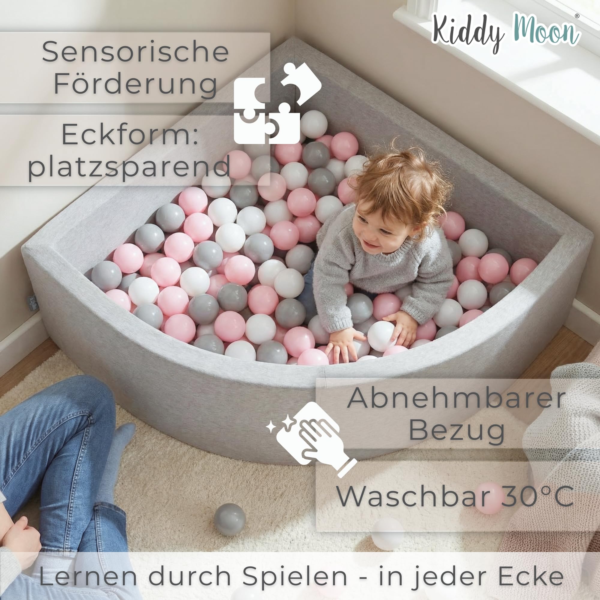kiddymoon-eckiges-viertel-b-llebad-90x30-cm-mit-200-b-llen-7-cm-hellgrau-transpa image 3