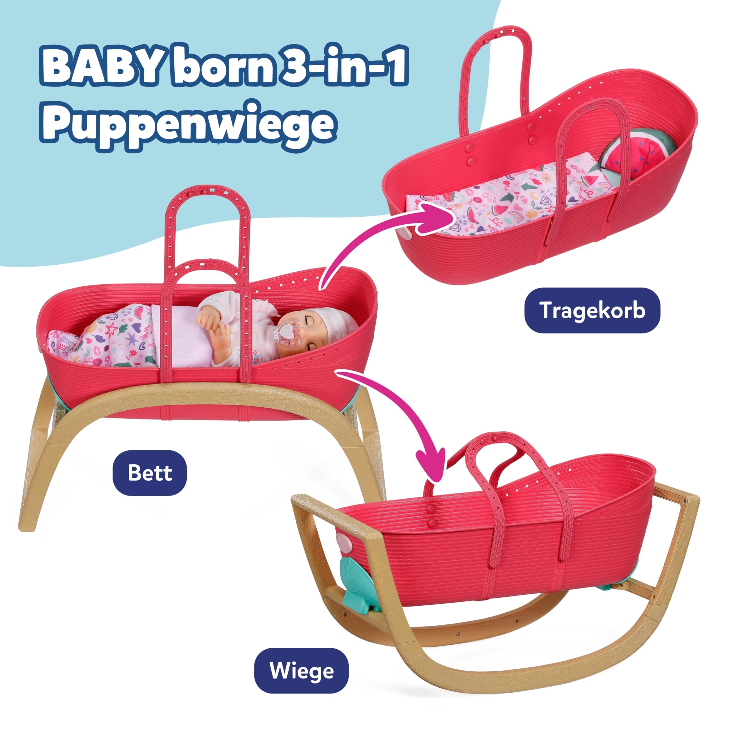 baby-born-3-in-1-stubenwagen-mit-click-play-puppenbett image 2