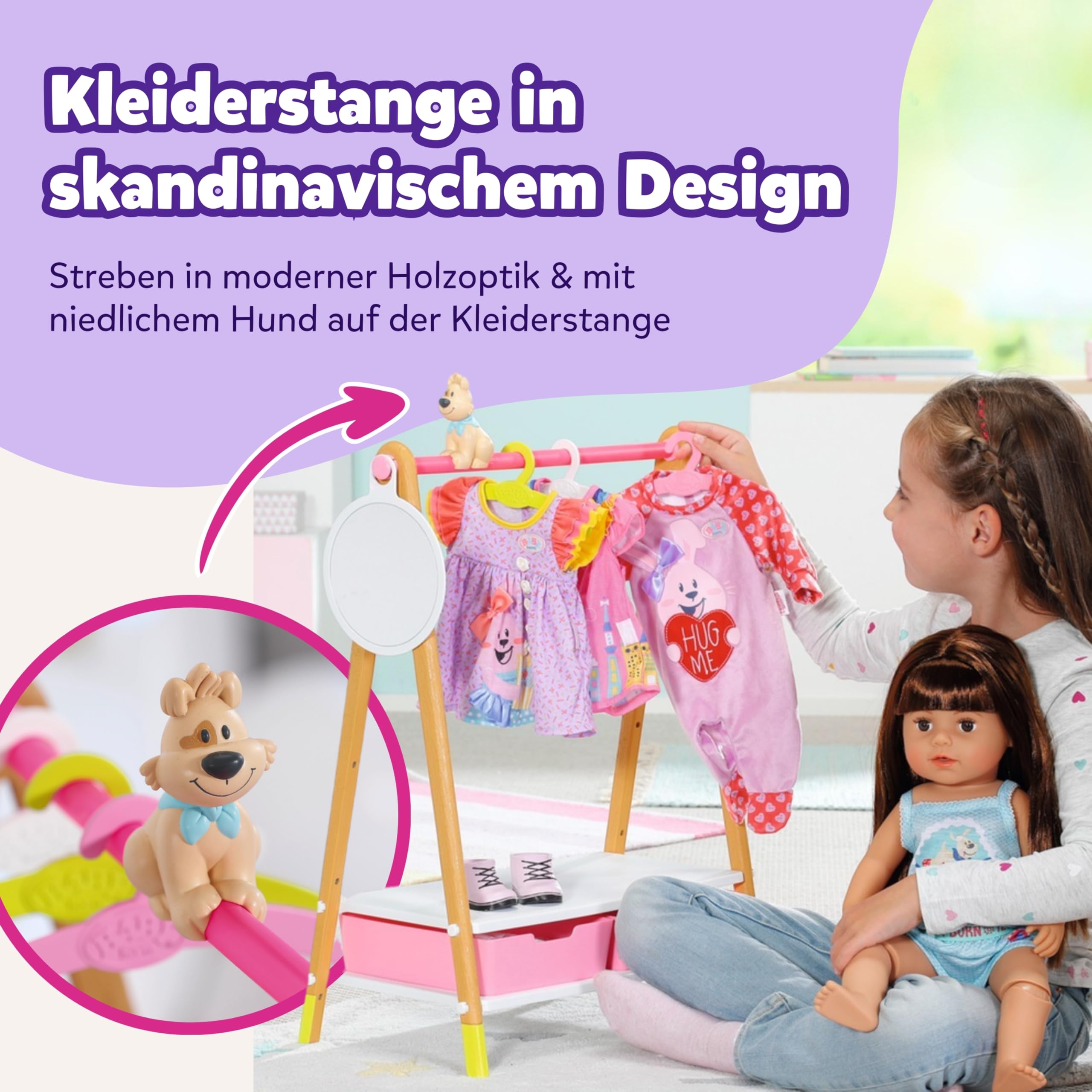 baby-born-kleiderstange-mit-spiegel-f-r-36-cm-und-43-cm-puppenkleidung image 2