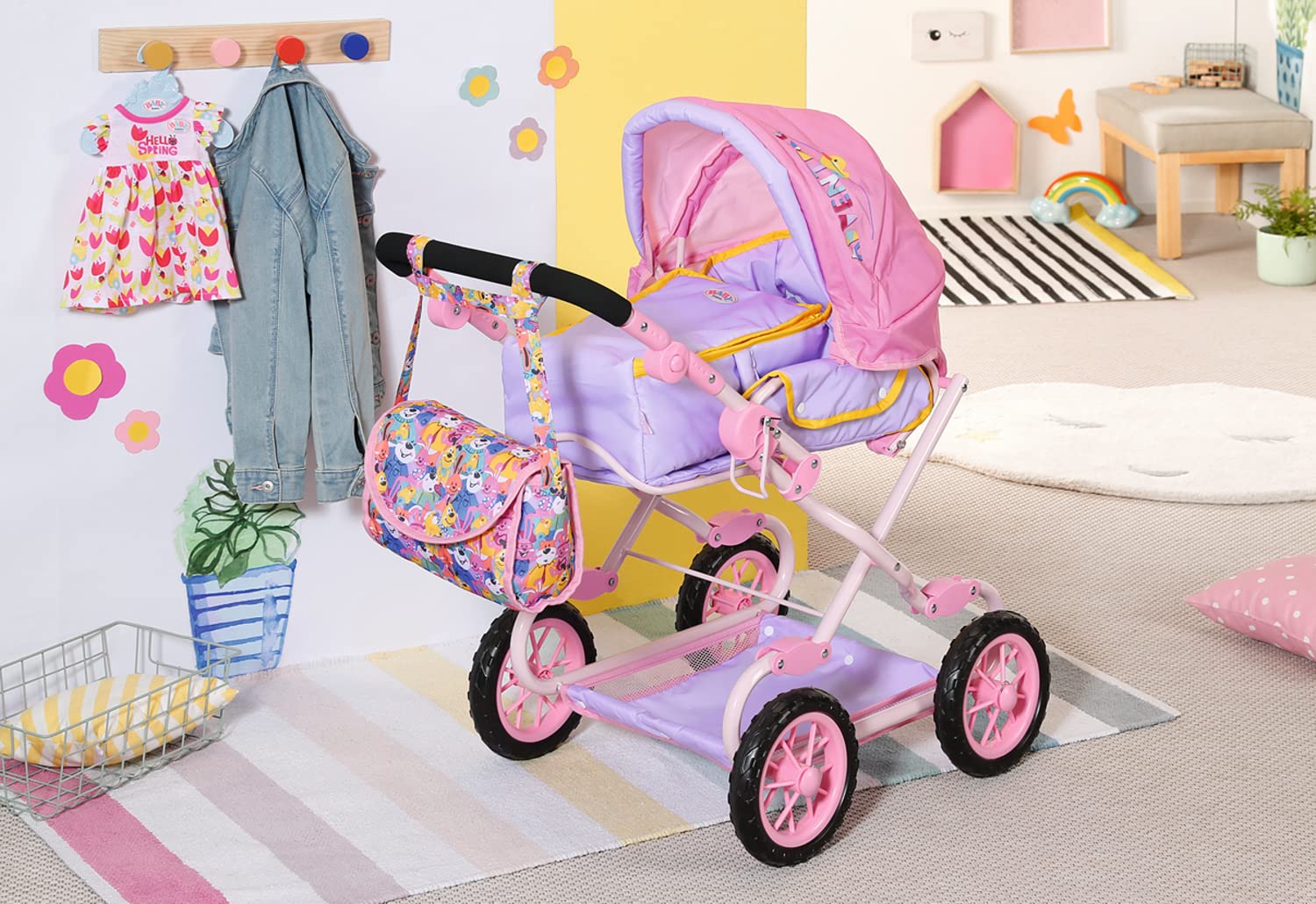 baby-born-deluxe-pram-puppenwagen-mit-verstellbarem-griff-und-wickeltasche-f-r-3 image 3