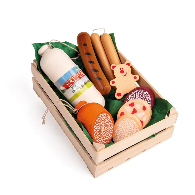 erzi-28140-sortiment-wurstwaren-kaufladen-holzspielzeug-6-teilig image 1