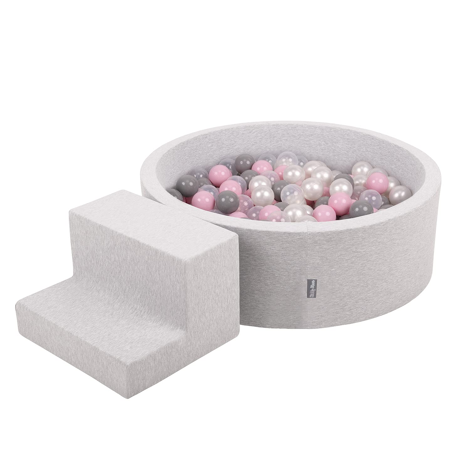 kiddymoon-spielplatz-aus-schaumstoff-mit-b-llebad-100-b-lle-hellgrau-perle-grau- image 1