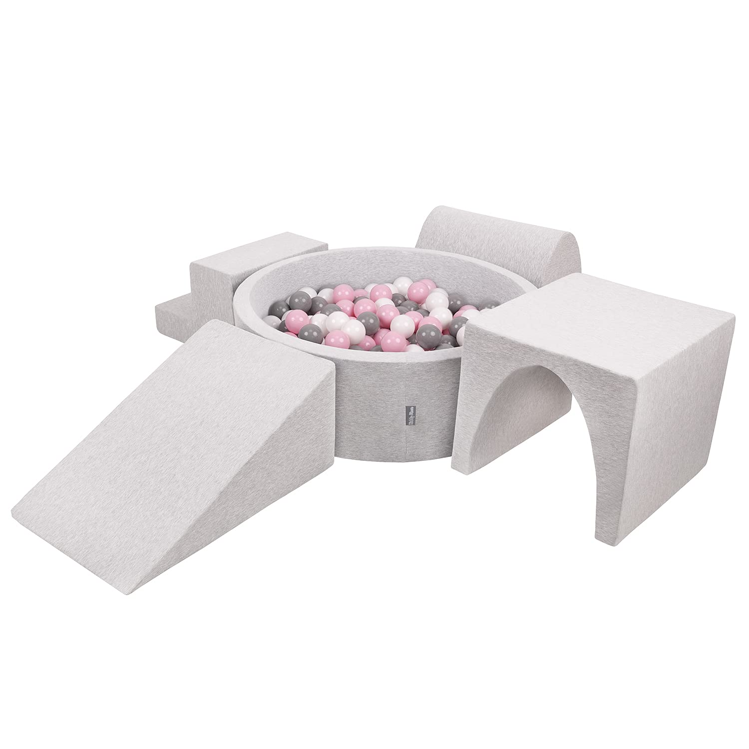 kiddymoon-spielplatz-aus-schaumstoff-mit-b-llebad-200-b-lle-hellgrau-wei-grau-pu image 1