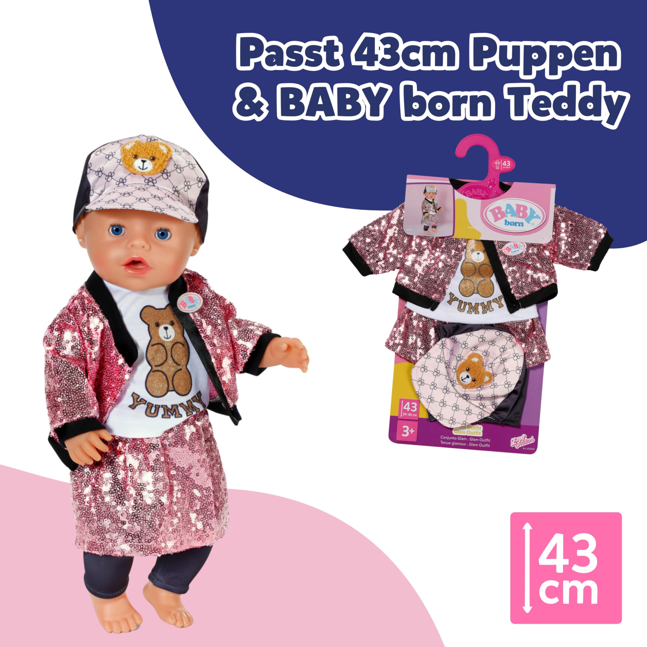 baby-born-glam-outfit-f-r-43-cm-puppen-pailletten-jacke-und-rock-set image 5