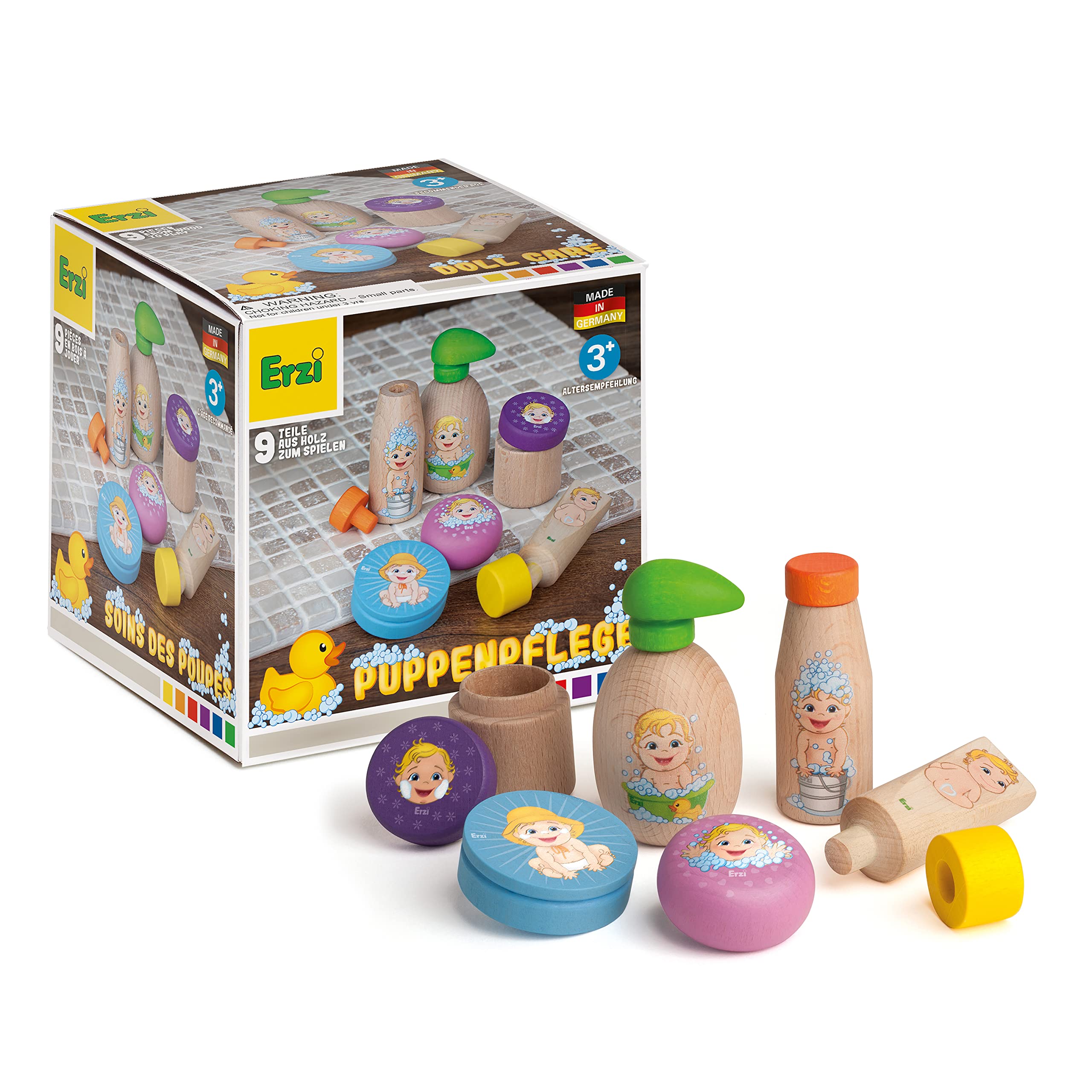 erzi-21505-sortierung-puppenpflege-aus-holz-9-teiliges-kaufladen-und-rollenspiel image 1