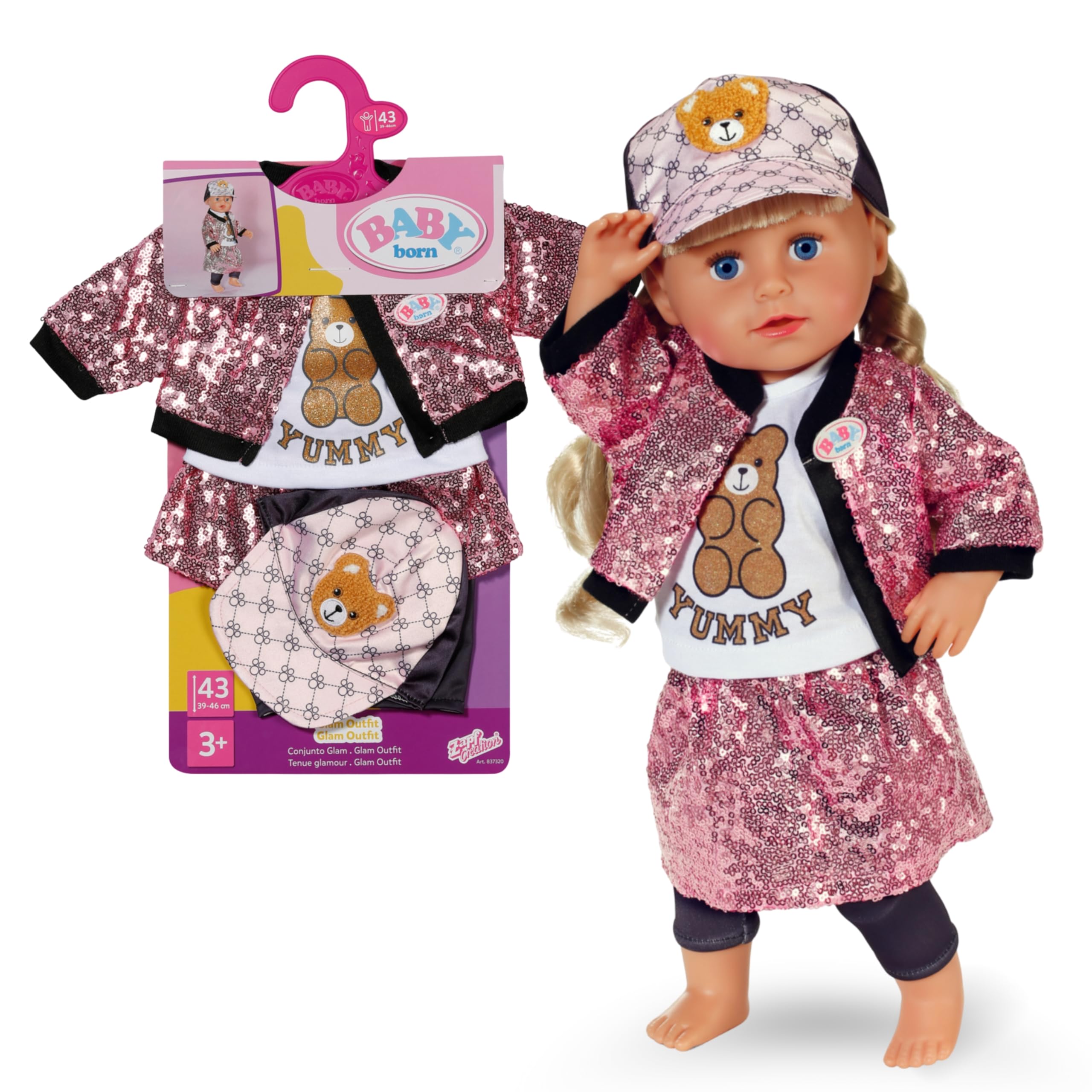 baby-born-glam-outfit-f-r-43-cm-puppen-pailletten-jacke-und-rock-set image 1