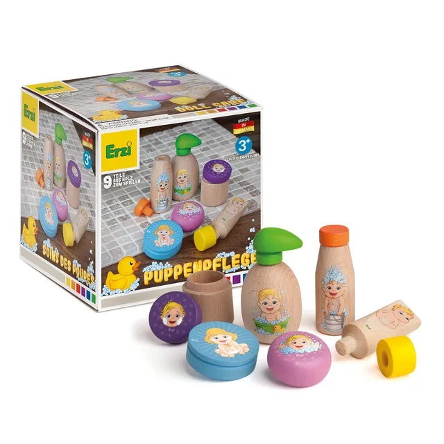 erzi-21505-sortierung-puppenpflege-aus-holz-9-teiliges-kaufladen-und-rollenspiel image 1