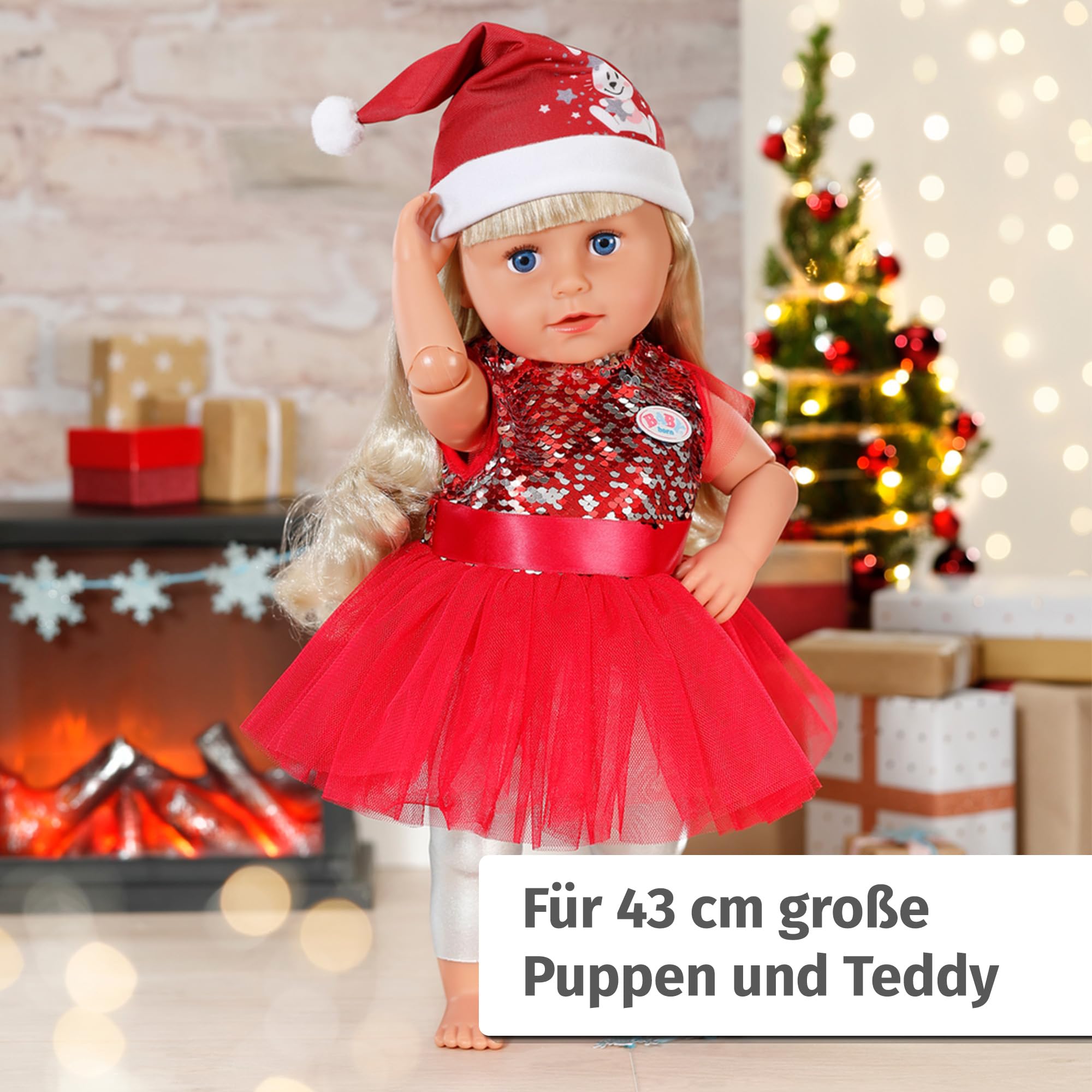 baby-born-weihnachtsoutfit-43cm-weihnachtskleid-mit-pailletten-leggings-und-m-tz image 6