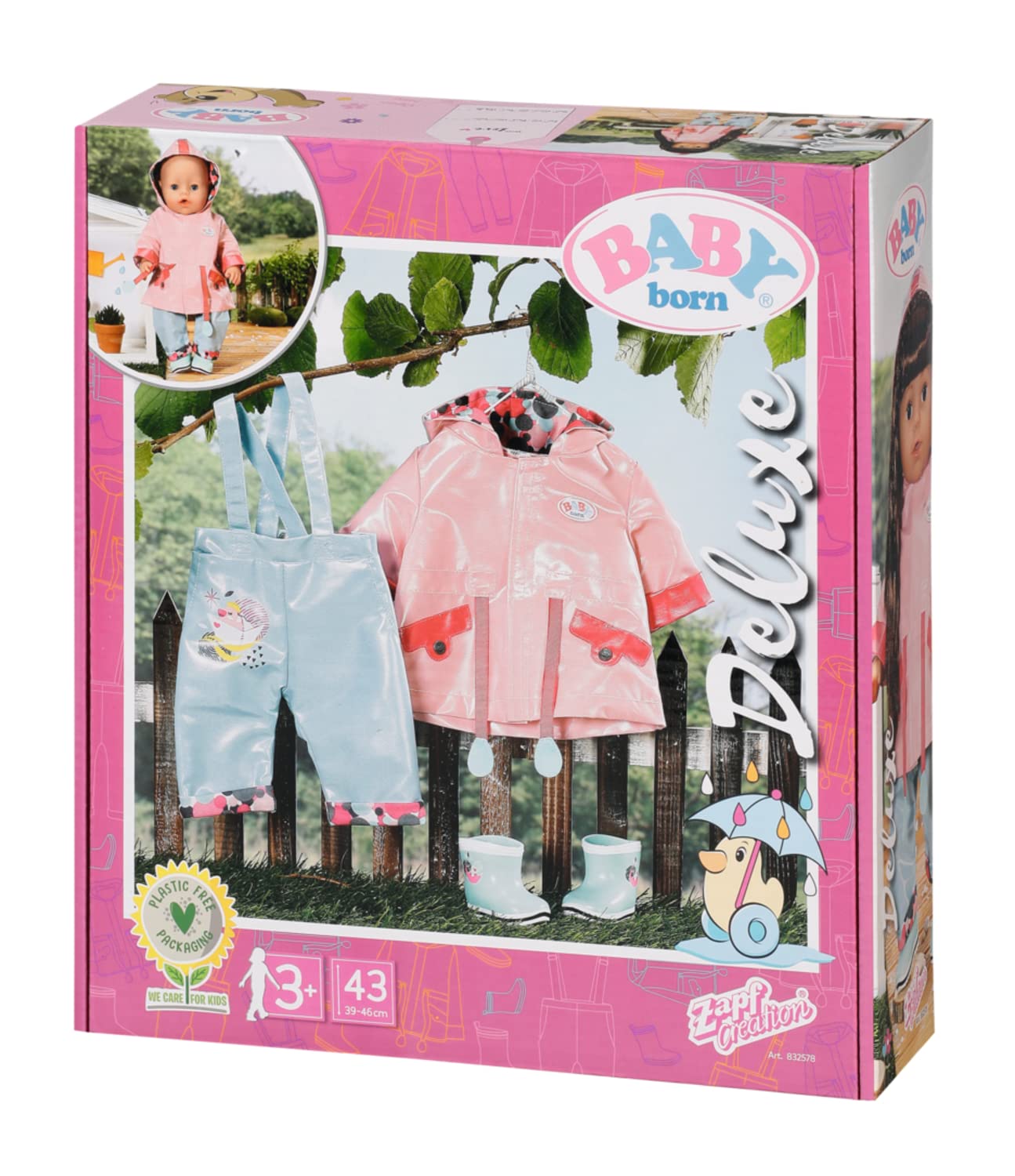 baby-born-deluxe-regen-set-43-cm-regenjacke-matschhose-gummistiefel image 2