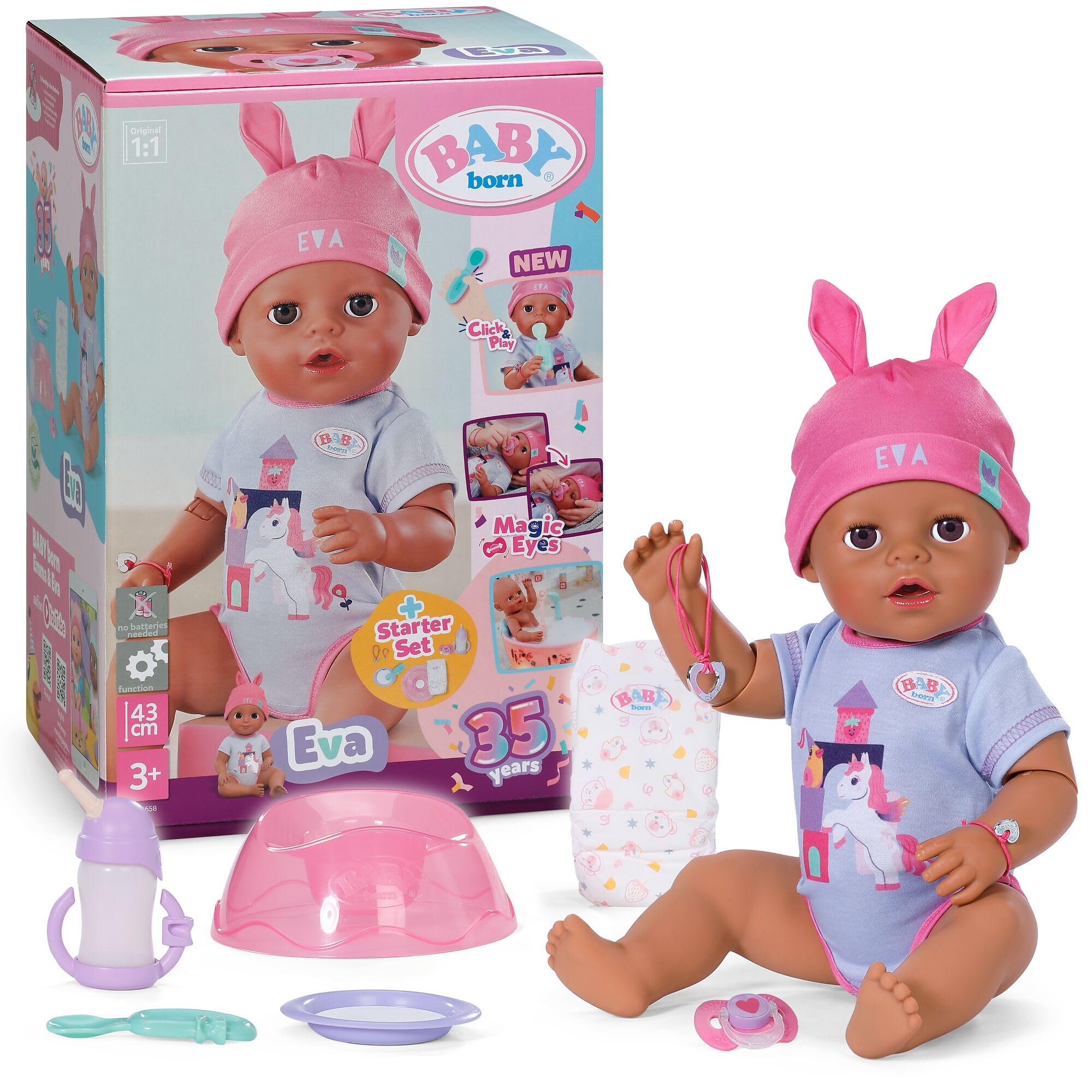 baby-born-eva-43-cm-babypuppe-mit-click-play-10-funktionen image 1