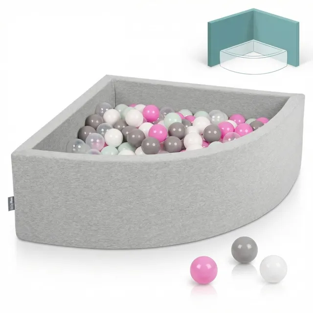 kiddymoon-eckiges-viertel-b-llebad-90x30-cm-mit-200-b-llen-7-cm-hellgrau-transpa image 1