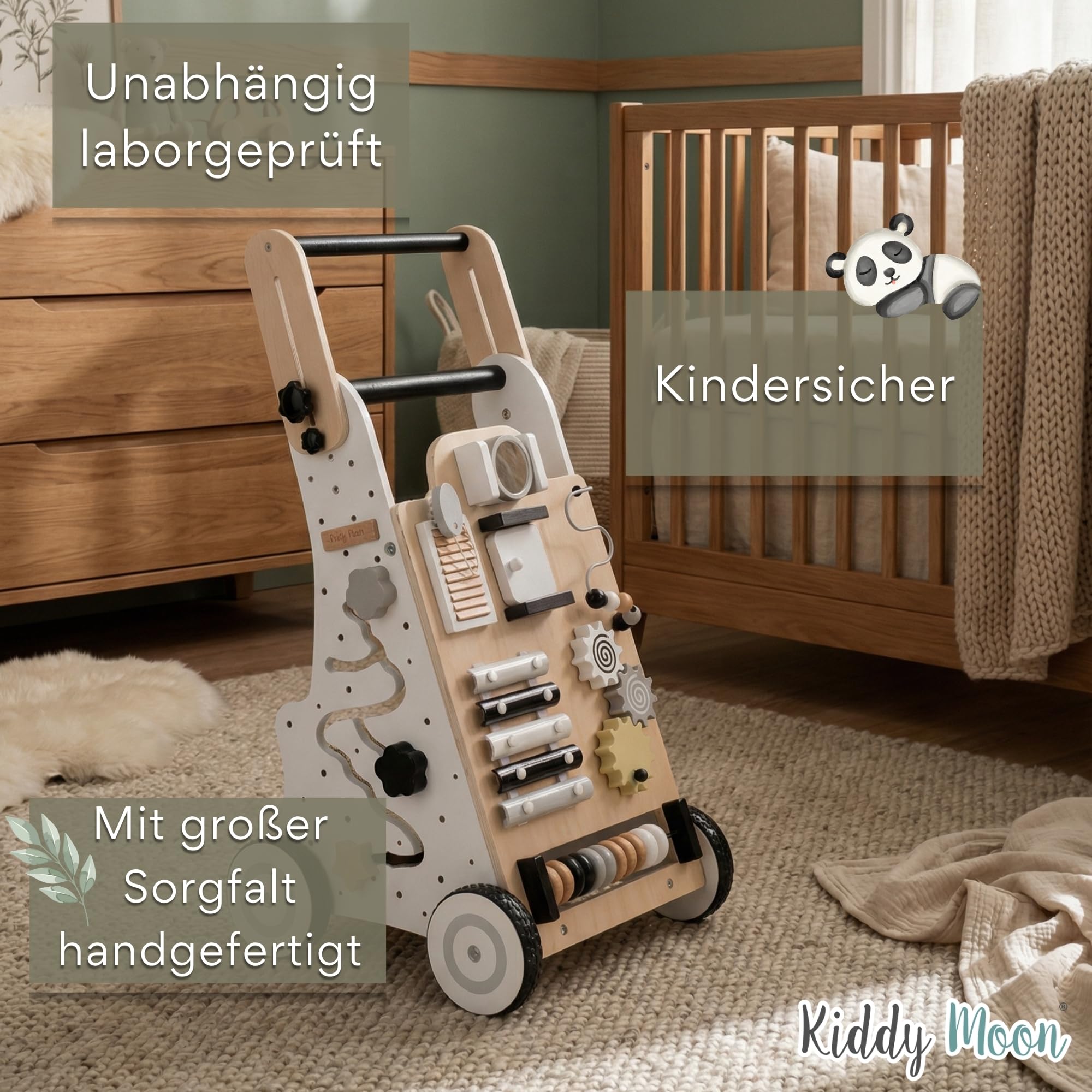 kiddymoon-wk-001-lauflernwagen-aus-holz-schwarz-wei-mit-motorikzentrum image 5