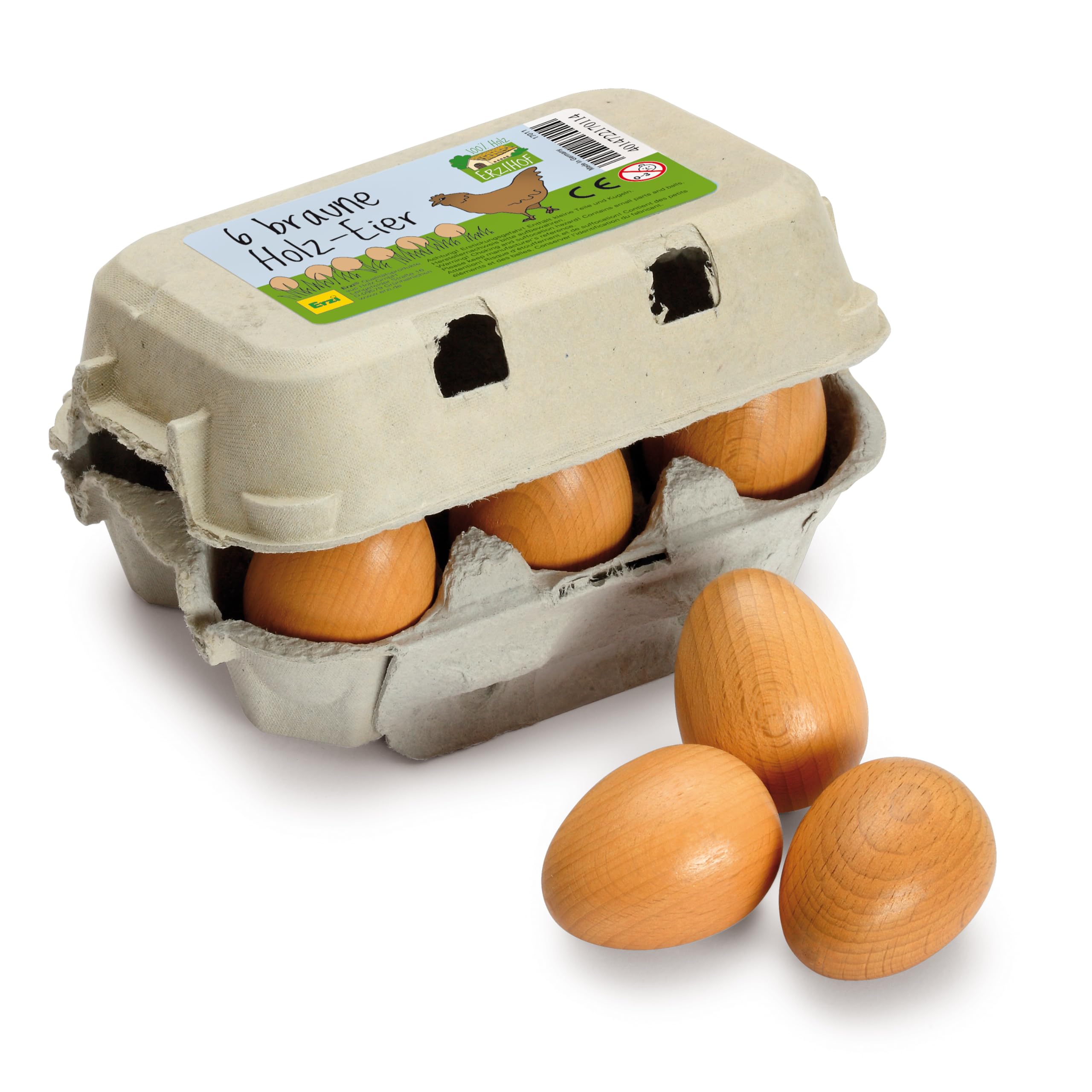 erzi-17011-eier-braun-holz-6er-set-im-karton-kaufladenartikel image 1