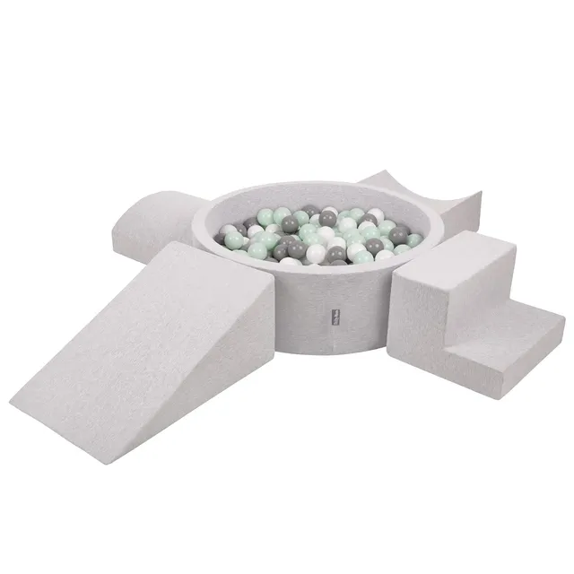 kiddymoon-spielplatz-aus-schaumstoff-mit-rundem-b-llebad-300-b-lle-hellgrau-wei- image 1