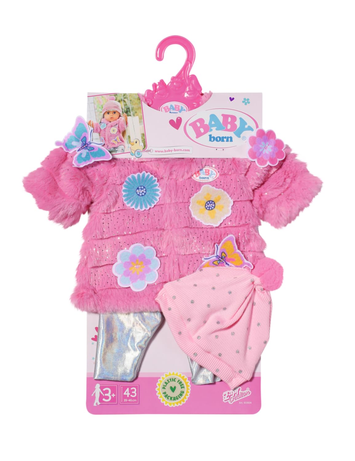 baby-born-mantel-set-pink-f-r-43-cm-puppen-mit-leggings-und-m-tze image 6