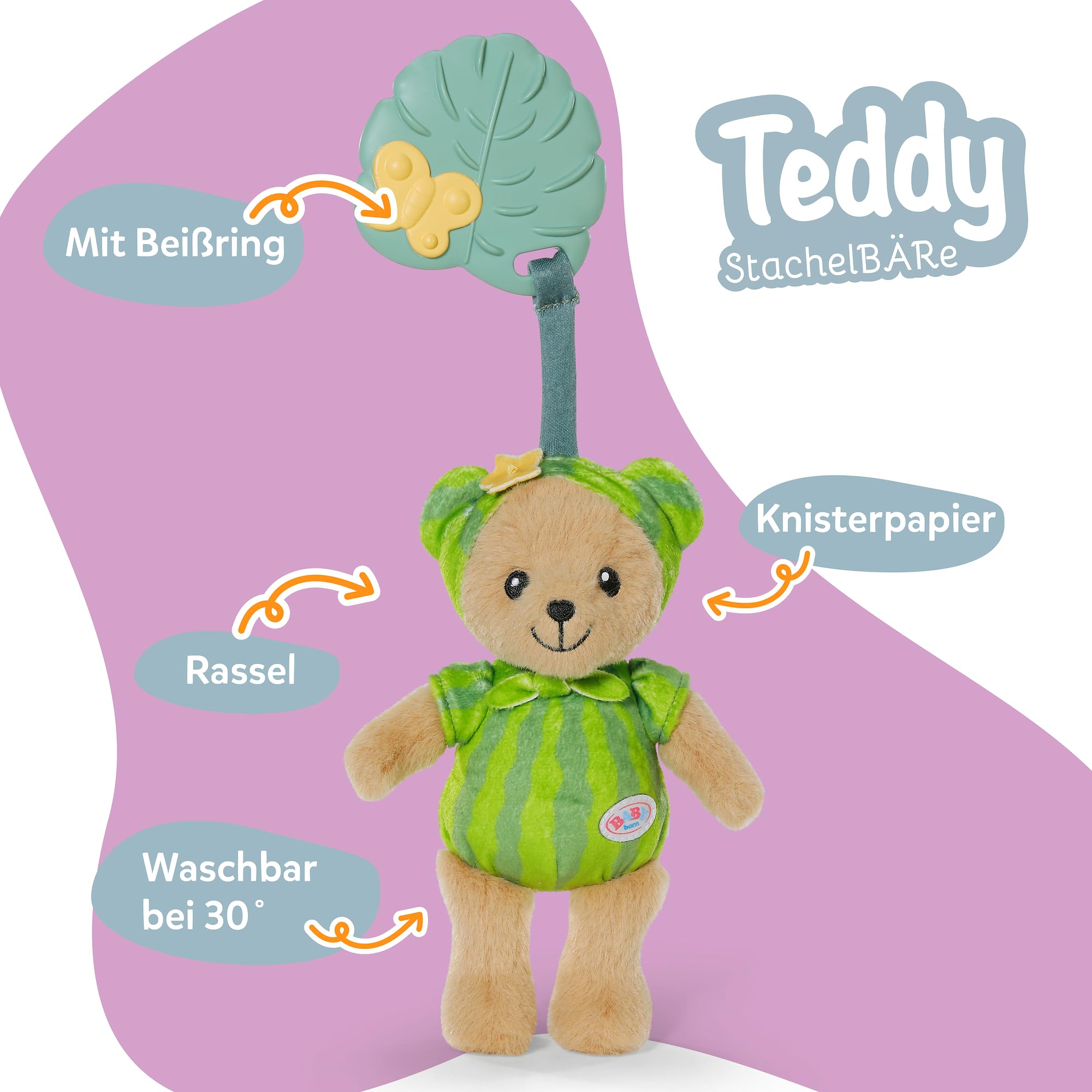 baby-born-for-babies-teddy-stachelb-re-18-cm-mit-bei-ring-und-rassel image 2