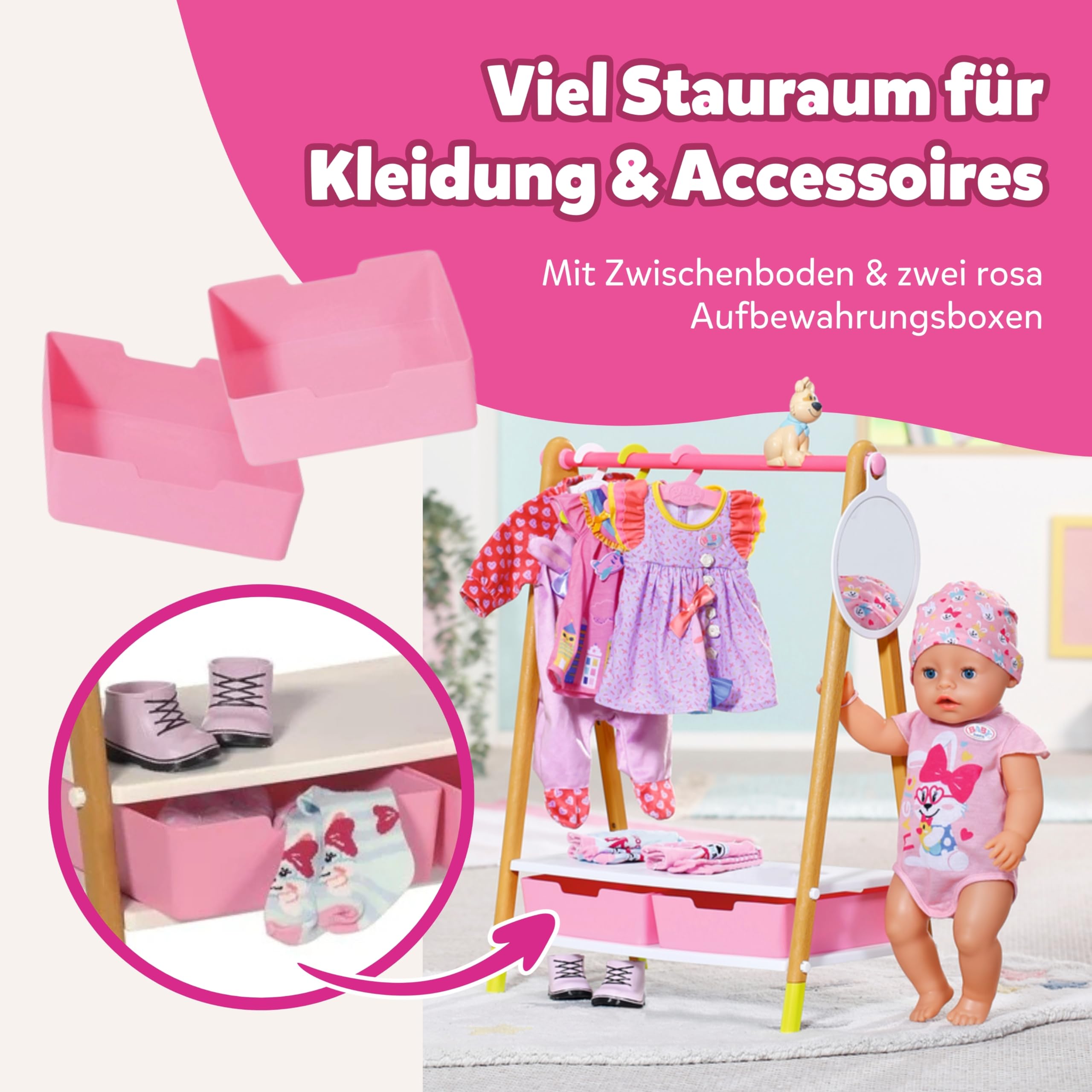 baby-born-kleiderstange-mit-spiegel-f-r-36-cm-und-43-cm-puppenkleidung image 3