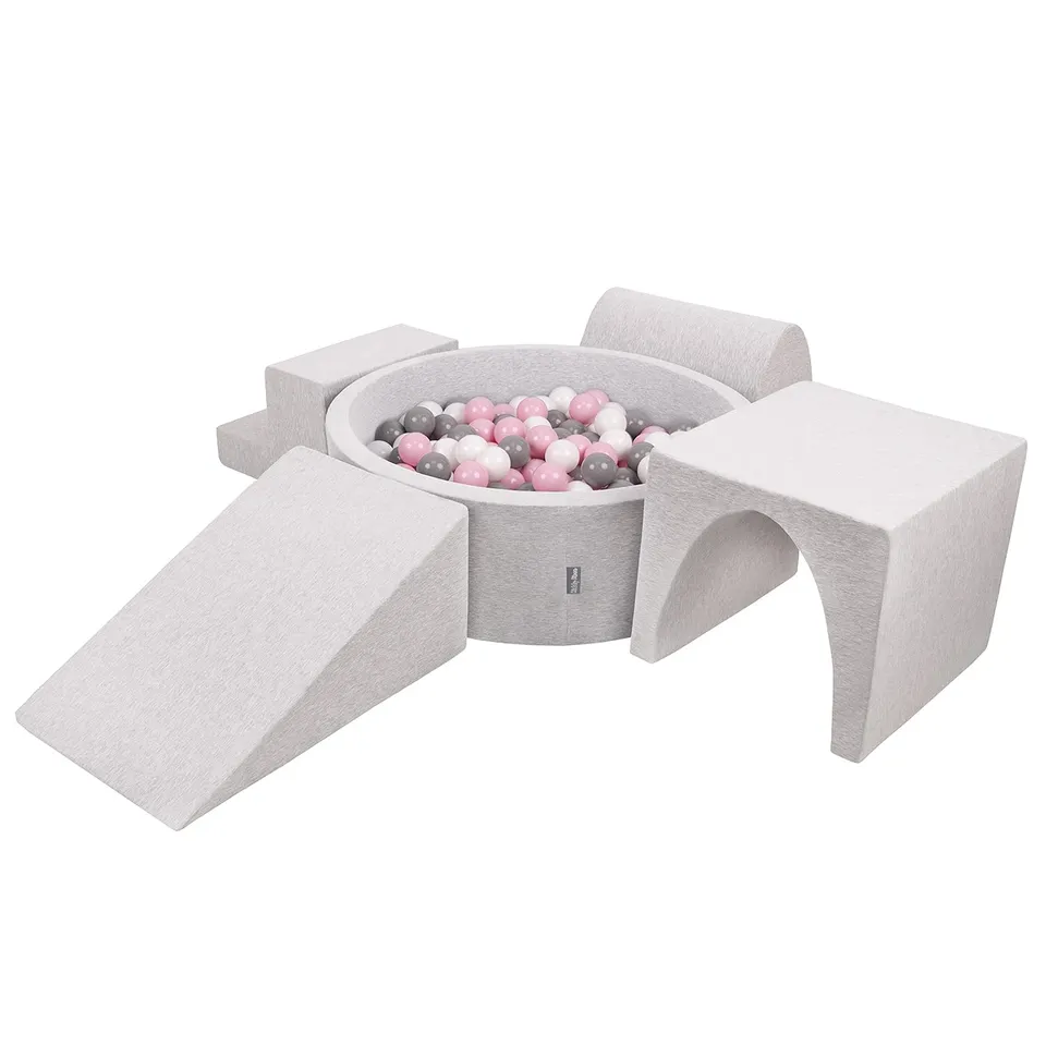 kiddymoon-spielplatz-aus-schaumstoff-mit-b-llebad-200-b-lle-hellgrau-wei-grau-pu image 1
