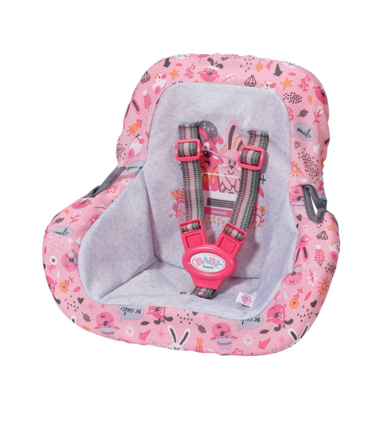 baby-born-2-teiliges-puppenpflege-set-autositz-babytrage-rosa-grau-36cm-43cm image 2