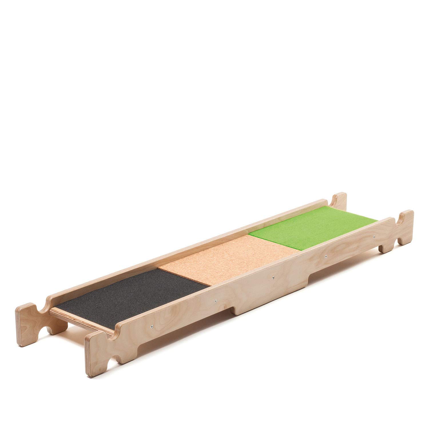 erzi-46396-balancierbrett-s-materialmix-holz-115-cm-mit-kork-und-teppich image 1