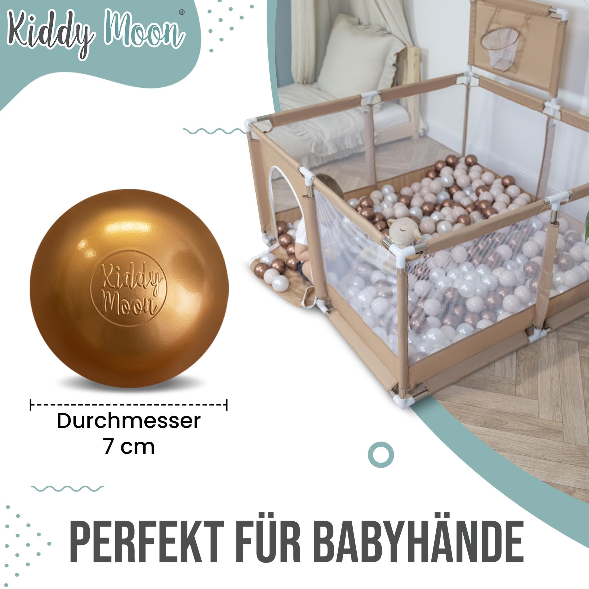 kiddymoon-b-lle-100x-7-cm-f-r-b-llebad-wei-grau-schwarz-golden image 3