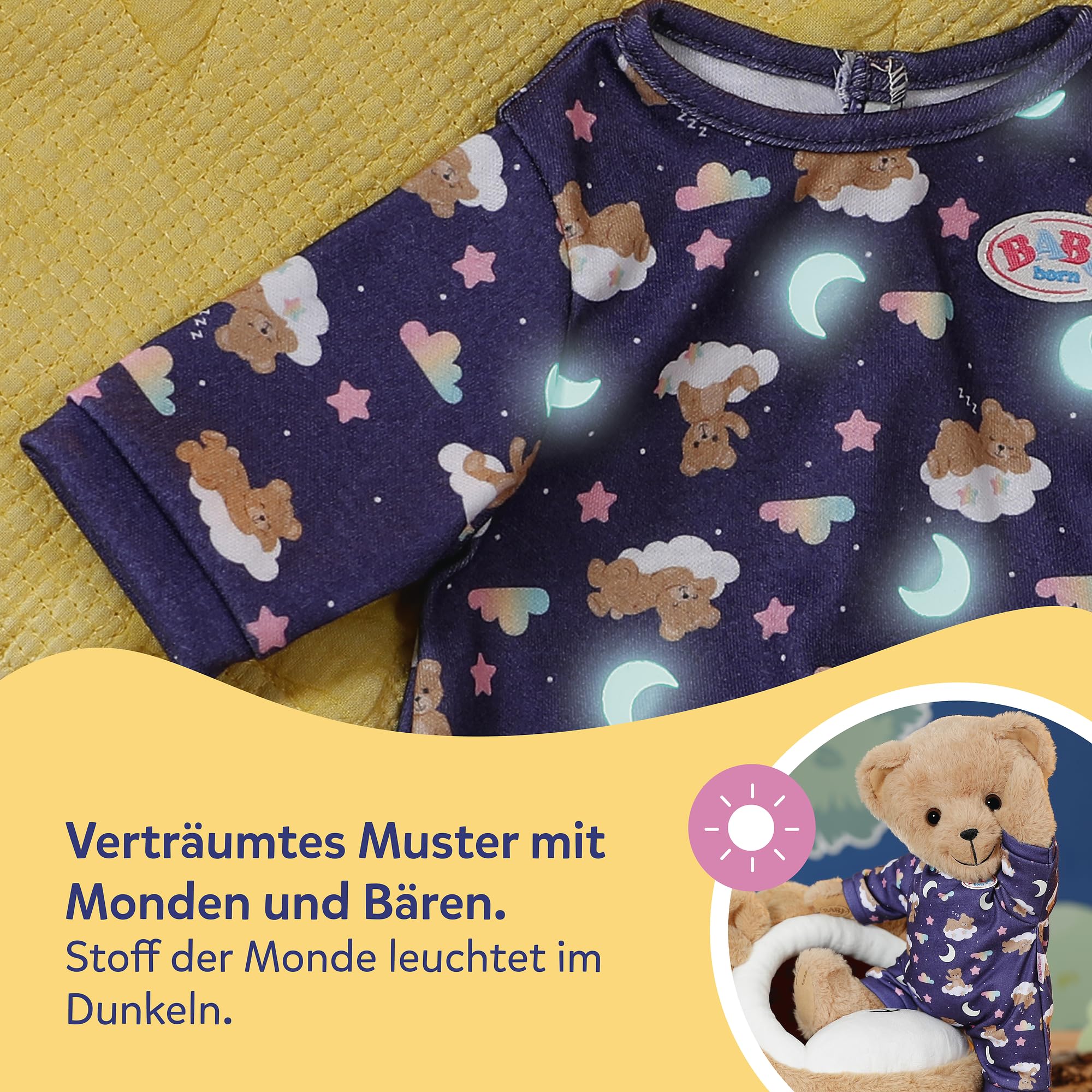 baby-born-teddy-mit-schlafanzug-pl-sch-leuchtet-im-dunkeln-43-cm image 5