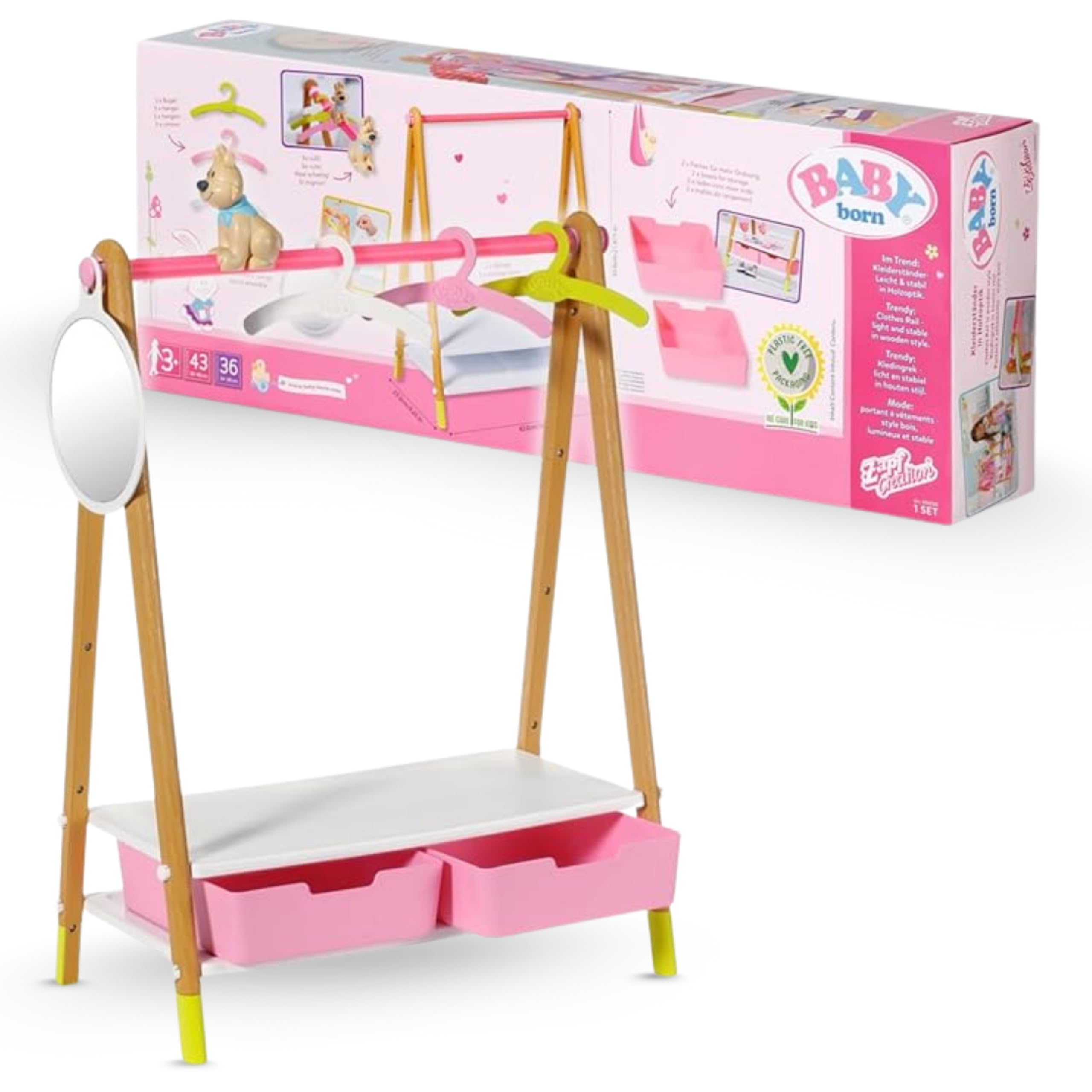baby-born-kleiderstange-mit-spiegel-f-r-36-cm-und-43-cm-puppenkleidung image 1