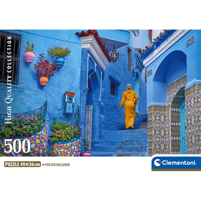 clementoni-blue-street-of-chefchaouen-puzzle-500-teile-49-x-36-cm image 4