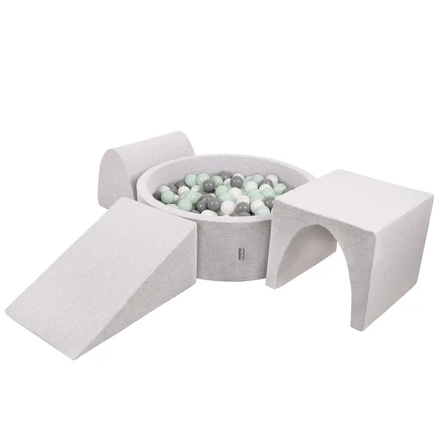 kiddymoon-spielplatz-aus-schaumstoff-mit-rundem-b-llebad-200-b-lle-7cm-hellgrau- image 1