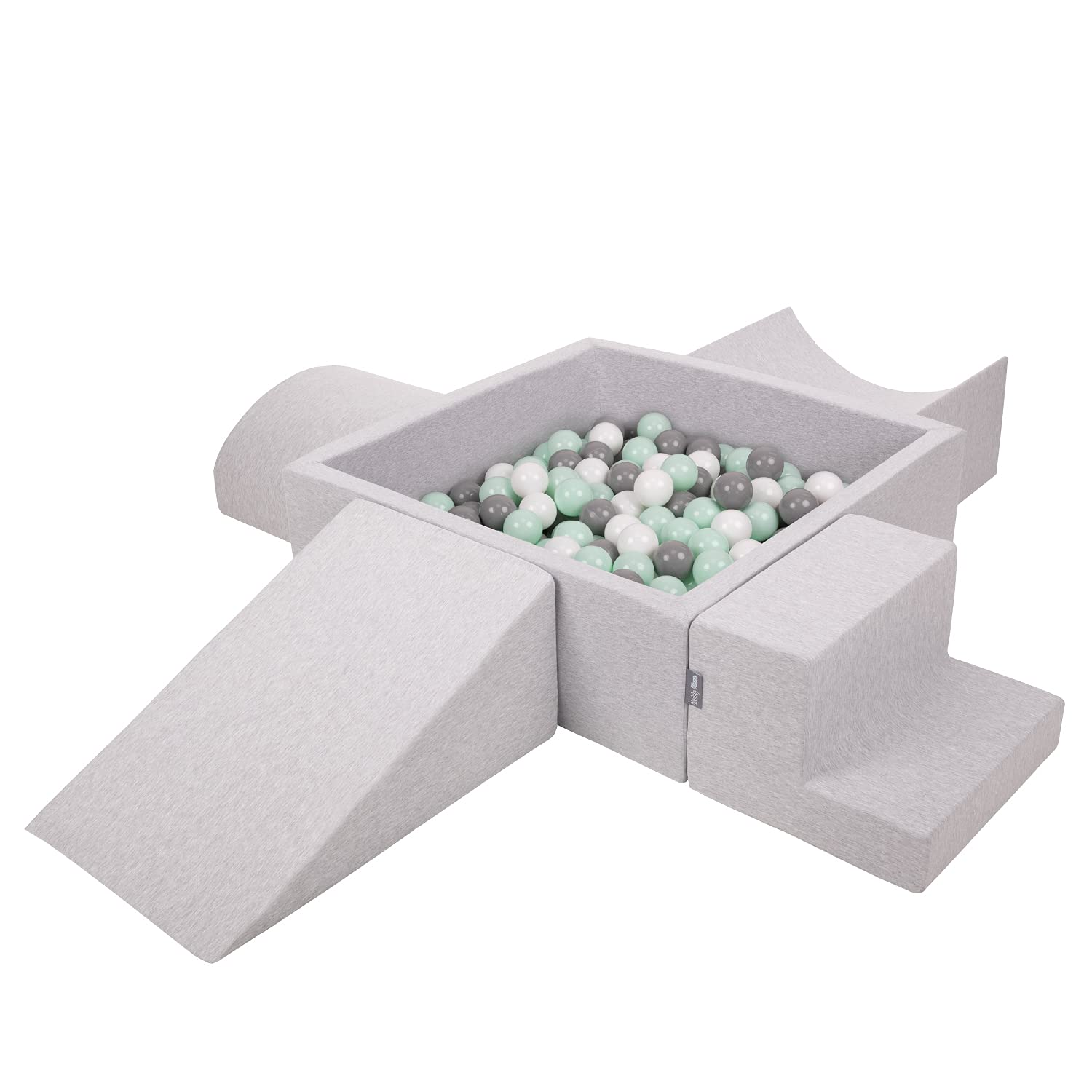 kiddymoon-spielplatz-schaumstoff-quadrat-mit-b-llebad-300-b-lle-7-cm-hellgrau image 1