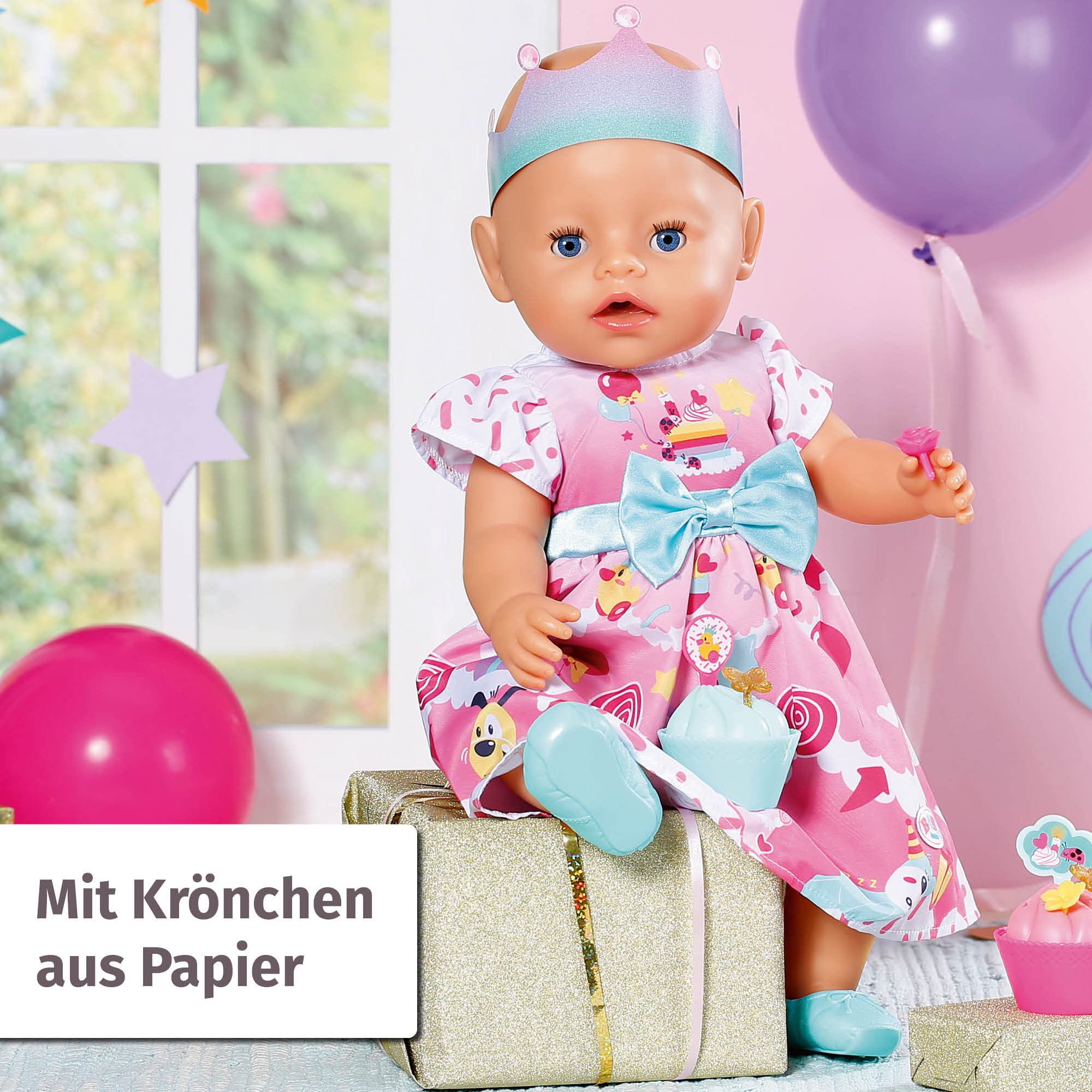baby-born-deluxe-geburtstag-43cm-puppenkleidung-set-kleid-schuhe-papierkrone-und image 7