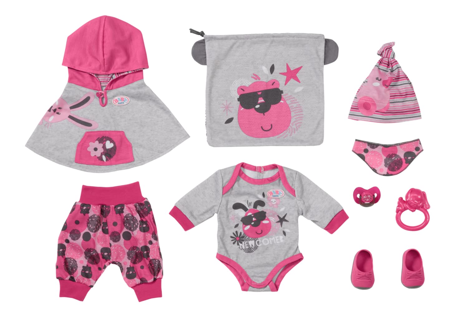 baby-born-erstausstattung-9-teiliges-bekleidungsset-grau-rosa-f-r-43-cm-puppen image 3