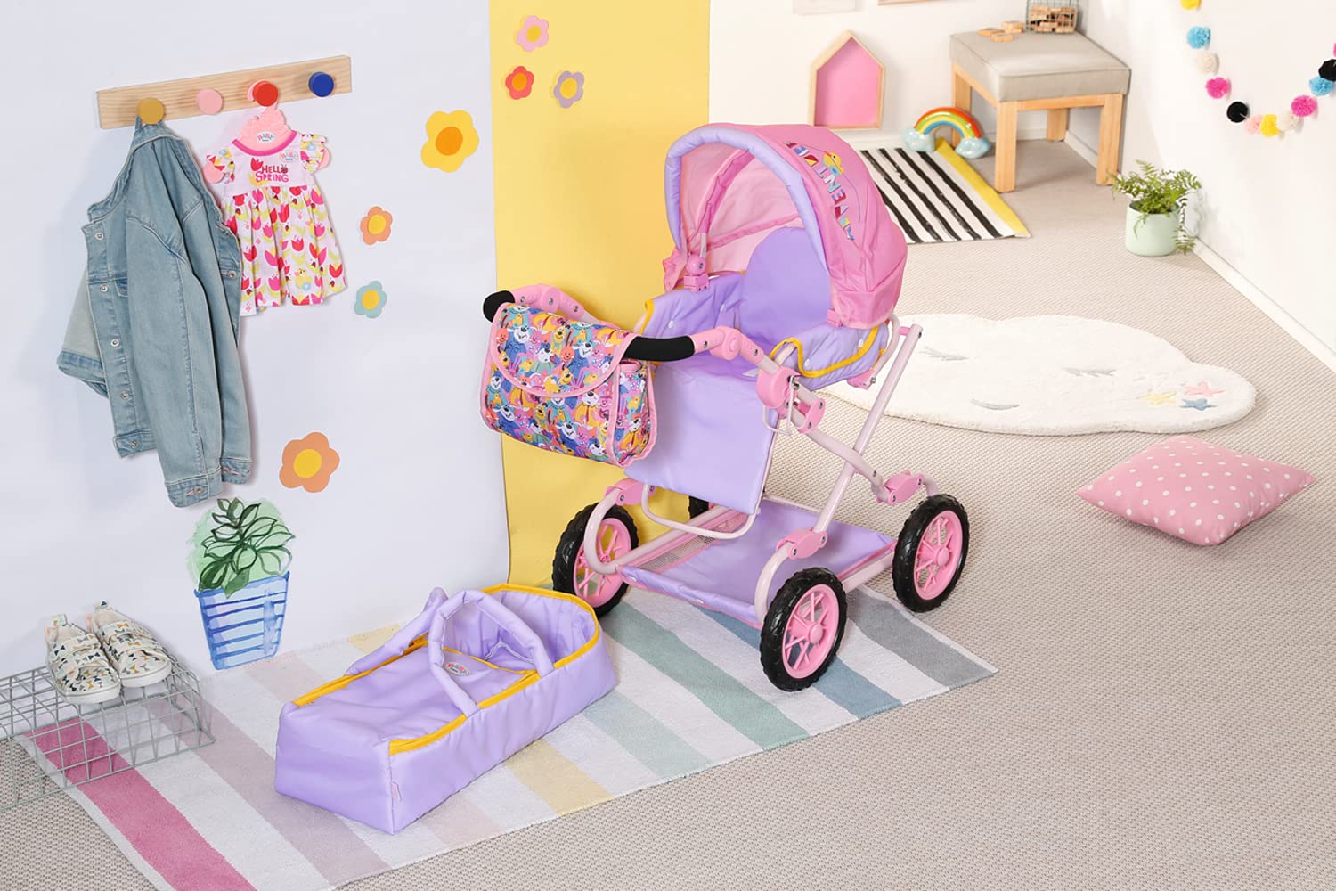 baby-born-deluxe-pram-puppenwagen-mit-verstellbarem-griff-und-wickeltasche-f-r-3 image 4
