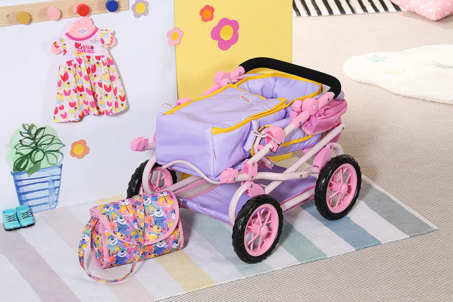 baby-born-deluxe-pram-puppenwagen-mit-verstellbarem-griff-und-wickeltasche-f-r-3 image 5