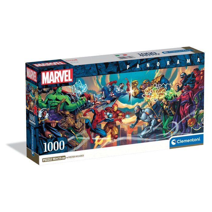 clementoni-puzzle-marvel-heroes-vs-villains-1000-teile-panorama-98-x-33-cm image 1