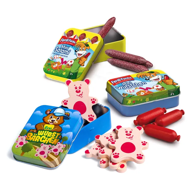 erzi-06004-set-kinderwurst-aus-holz-kaufladen-zubeh-r-3-dosen image 1