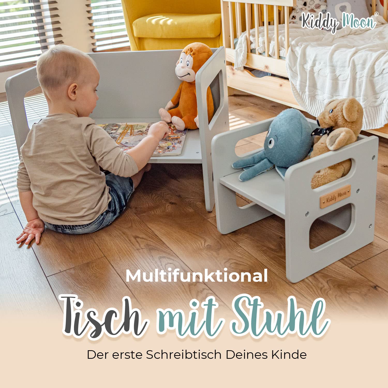 kiddymoon-kindertisch-mit-stuhl-wei-holz-61x44x44-cm image 6
