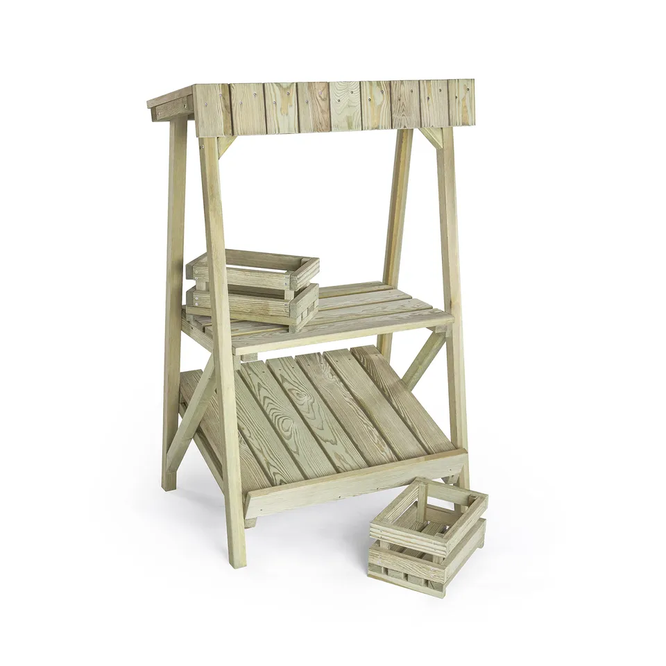 erzi-10044-marktstand-outdoor-aus-holz-kaufladen-mit-2-kisten image 1