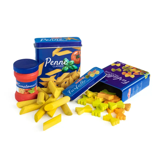 erzi-06005-nudel-set-kaufladen-holzspielzeug-mit-2-dosen-und-tomatensauce-aus-bu image 1