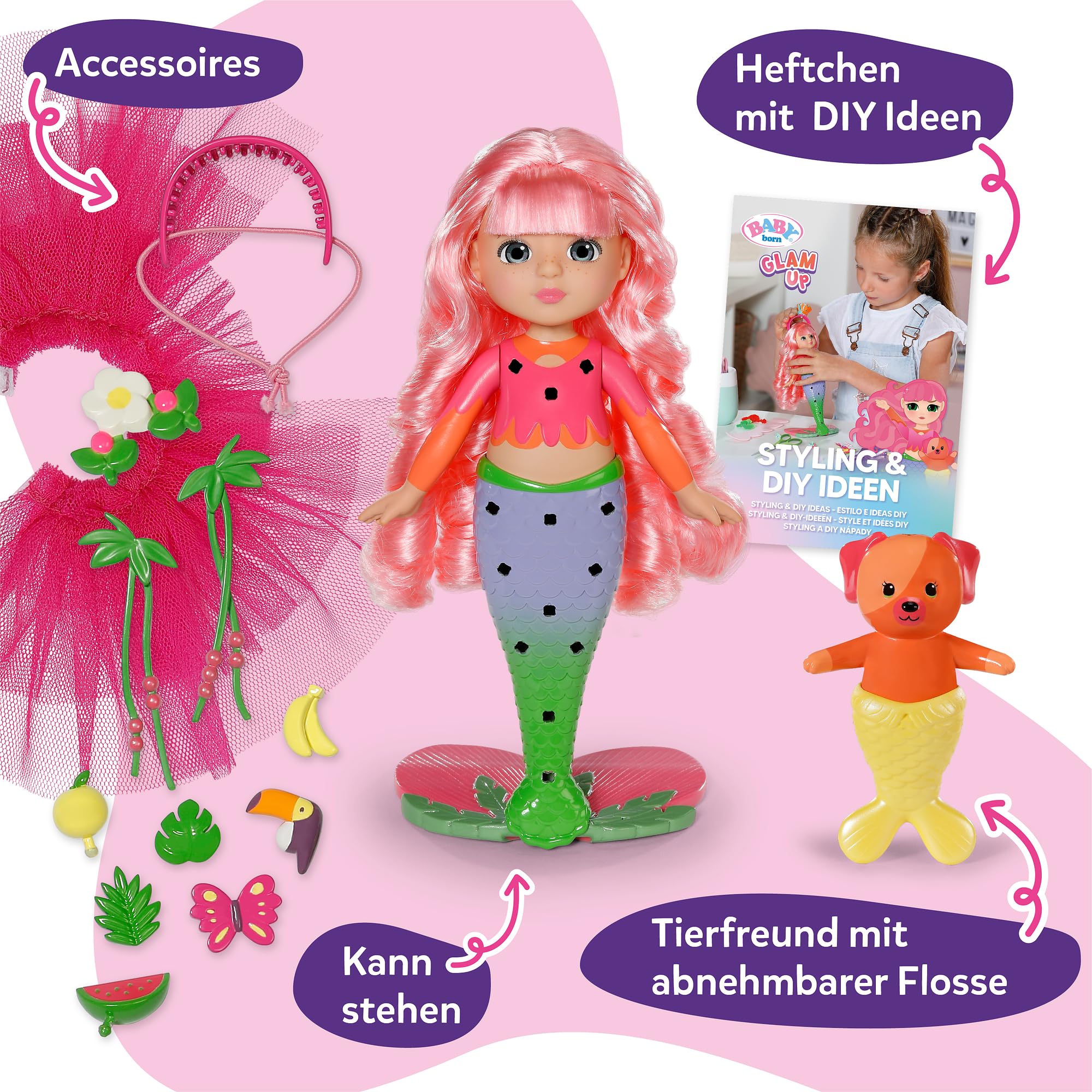 baby-born-glam-up-sunshine-meerjungfrauenpuppe-mit-styling-zubeh-r image 2