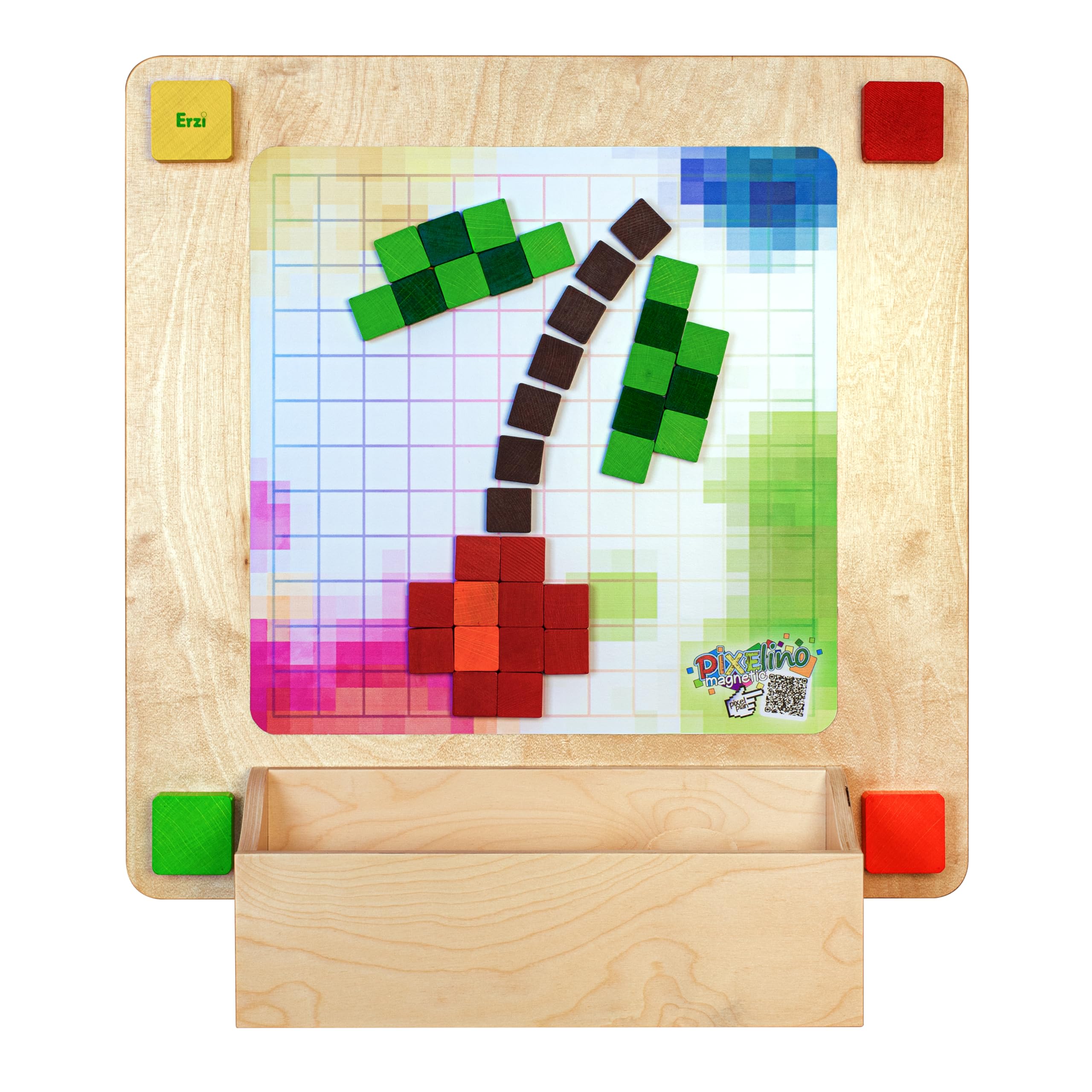 erzi-51305-pixelino-wandspiel-aus-holz-magnetisches-legespiel-mit-144-steinen image 2