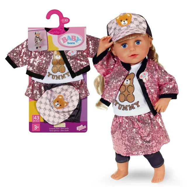 baby-born-glam-outfit-f-r-43-cm-puppen-pailletten-jacke-und-rock-set image 1