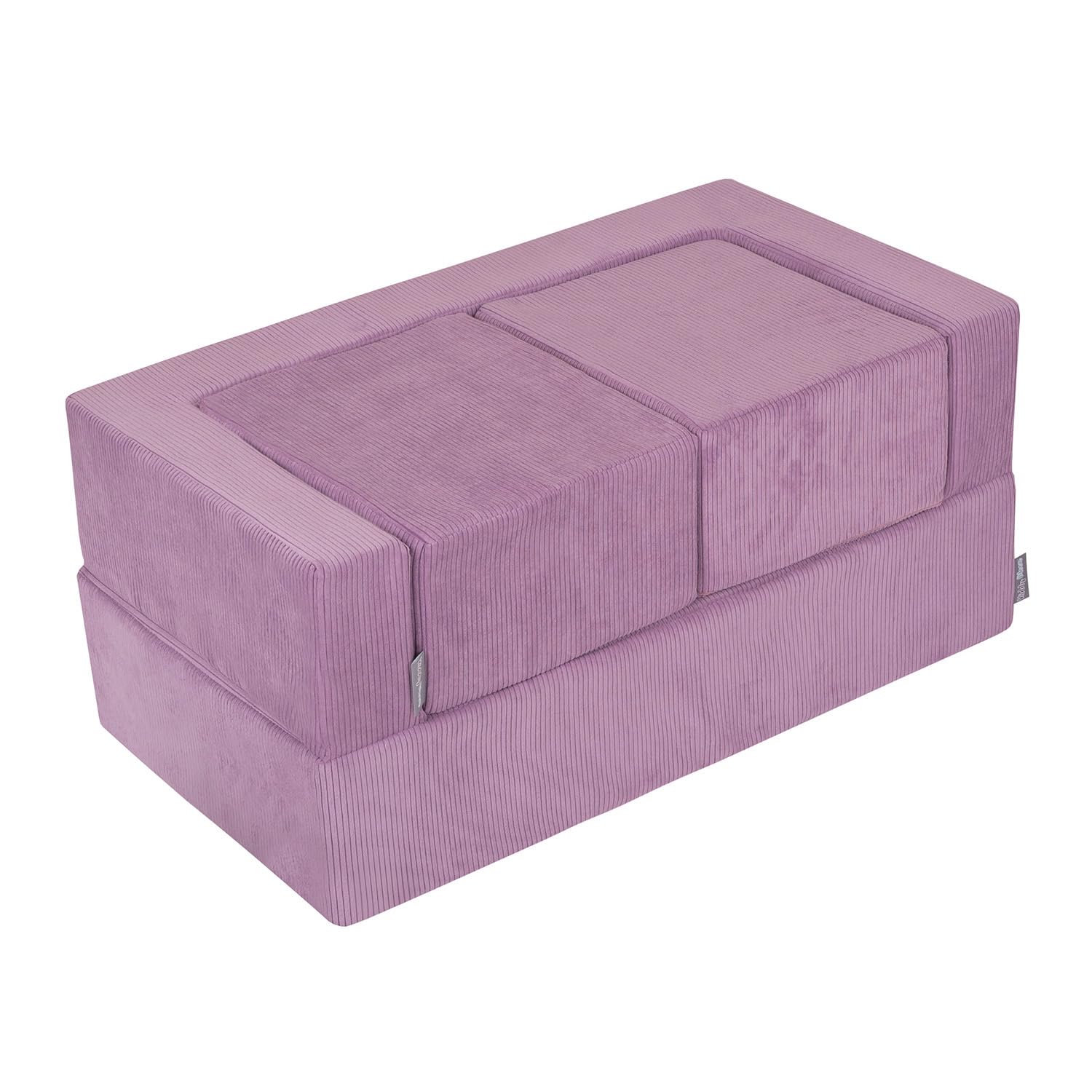 kiddymoon-kindersofa-mit-zwei-puffen-schaumstoff-sofa-gerippter-stoff-rosa image 8