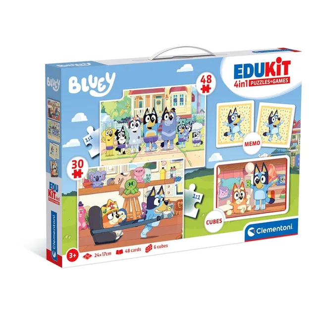 clementoni-edukit-4-in-1-bluey-puzzle-memo-und-w-rfelpuzzle-set image 1